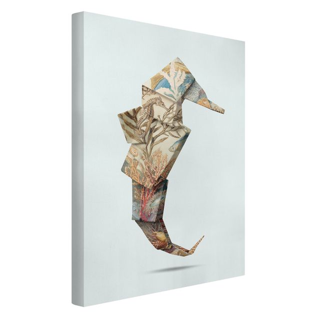 Canvastavlor konstutskrifter Origami Seahorse