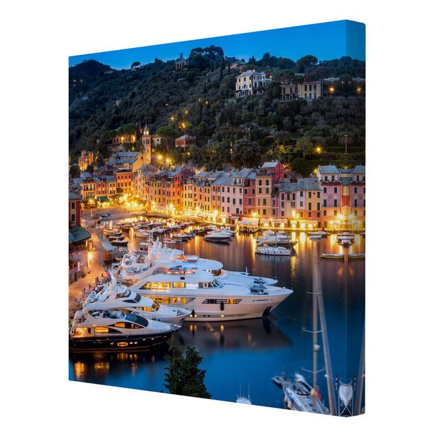 Tavlor modernt Night Time In The Harbour Of Portofino