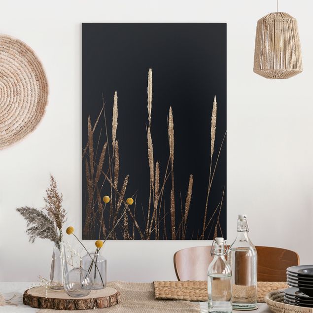 Canvastavlor gräs Graphical Plant World - Golden Reed