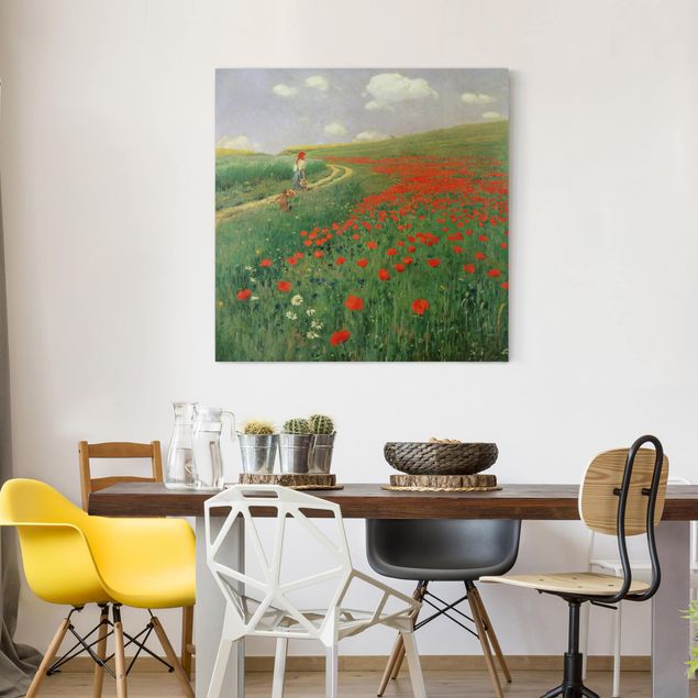 Canvastavlor vallmor Pál Szinyei-Merse - Summer Landscape With A Blossoming Poppy
