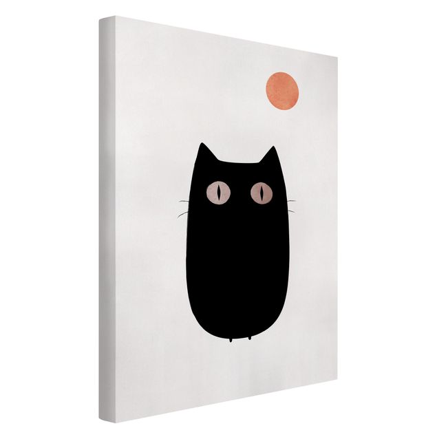 Canvastavlor svart och vitt Black Cat Illustration