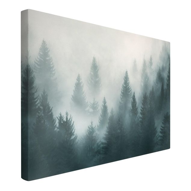 Canvastavlor landskap Coniferous Forest In Fog