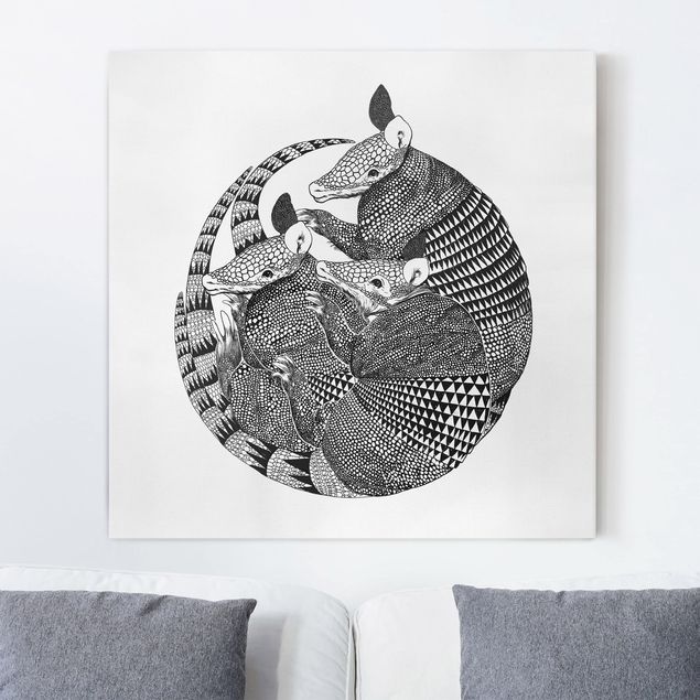 Tavlor Illustration Armadillos Black And White Pattern