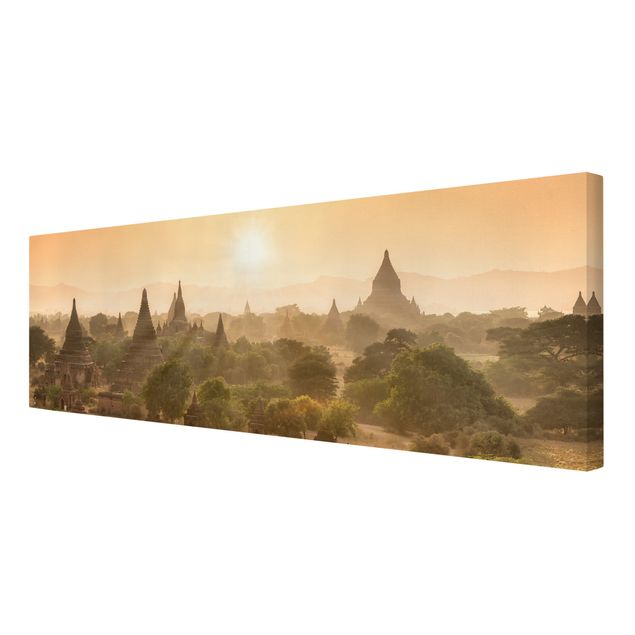 Canvastavlor Arkitektur och Skyline Sun Setting Over Bagan