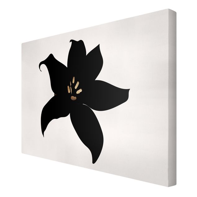 Canvastavlor svart och vitt Graphical Plant World - Orchid Black And Gold