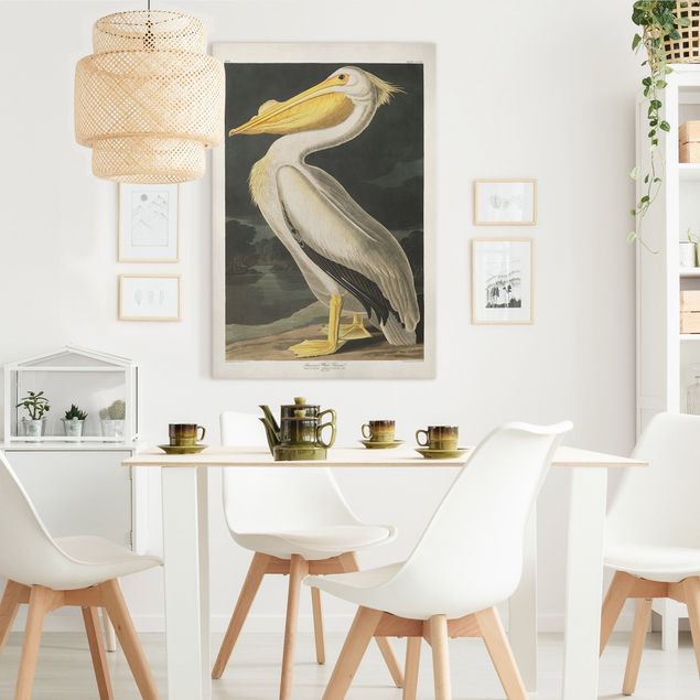 Canvastavlor fåglar Vintage Board White Pelican
