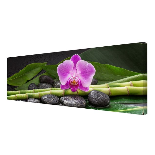Tavlor bambu Green Bamboo With Orchid Flower