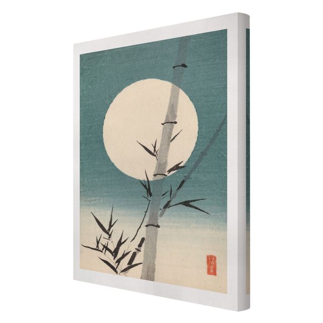 Canvastavlor vintage Japanese Drawing Bamboo And Moon