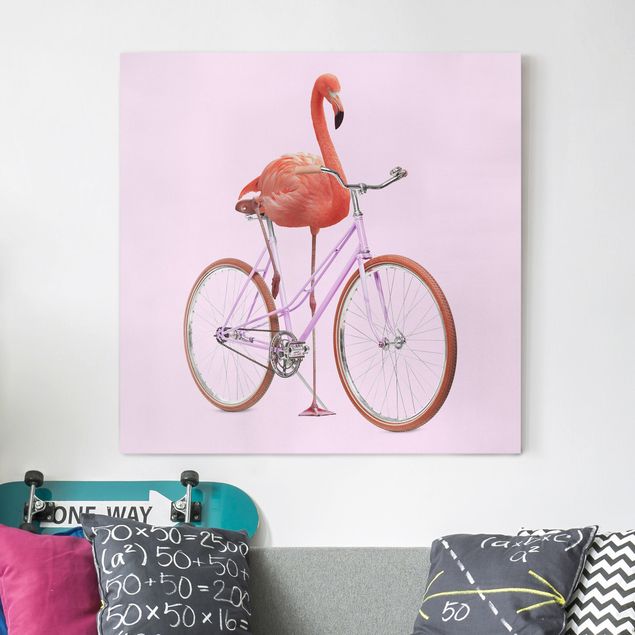 Kök dekoration Flamingo With Bicycle
