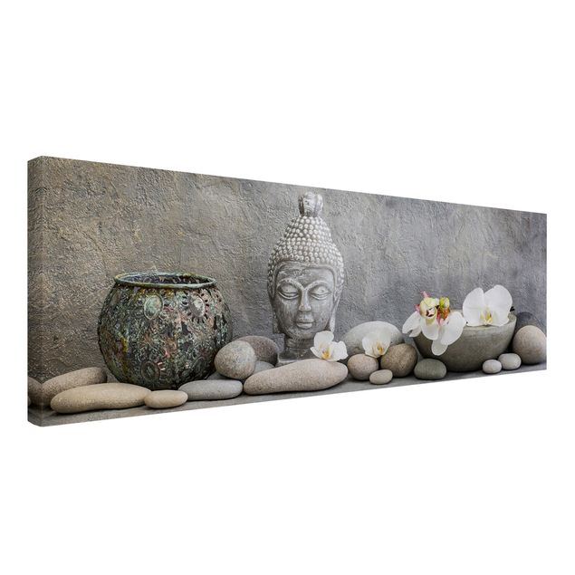 Canvastavlor konstutskrifter Zen Buddha With White Orchids