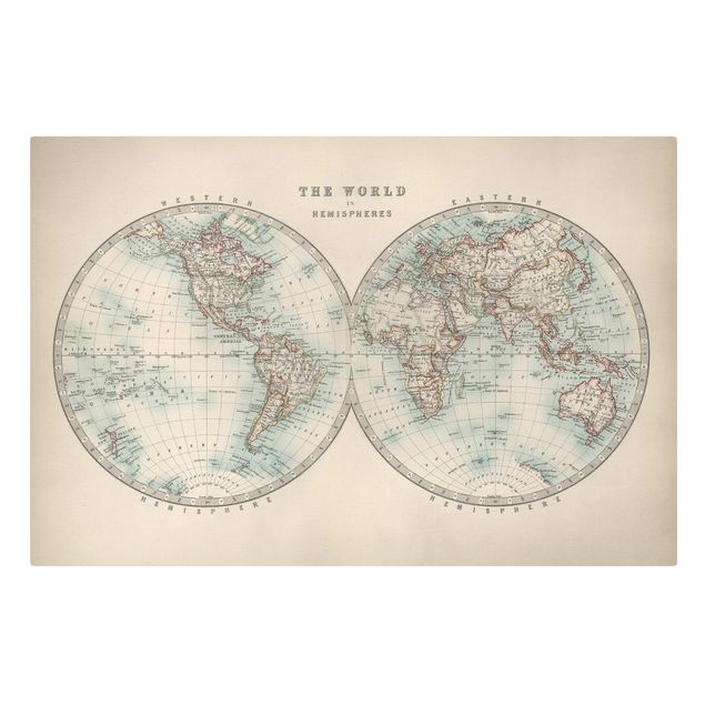 Tavlor Vintage World Map The Two Hemispheres