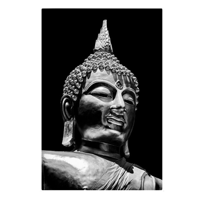 Tavlor svart och vitt Buddha Statue Face