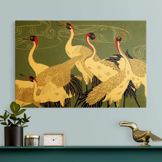 Canvastavlor djur Crane With Golden Feathers I