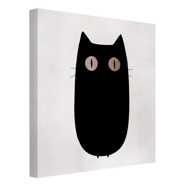 Canvastavlor svart och vitt Black Cat Illustration