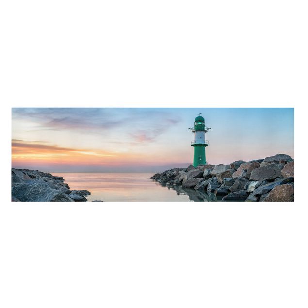 Tavlor stränder Sunset at the Lighthouse