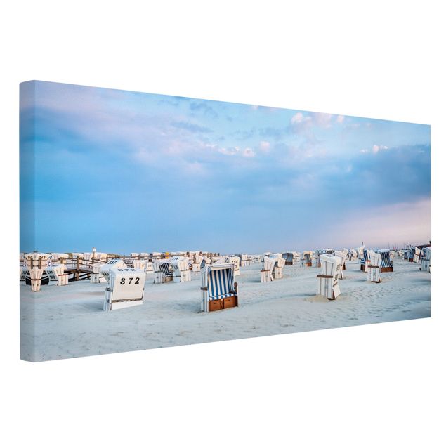 Tavlor landskap Beach Chairs On The North Sea Beach