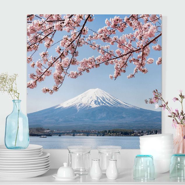 Tavlor Asien Cherry Blossoms With Mt. Fuji