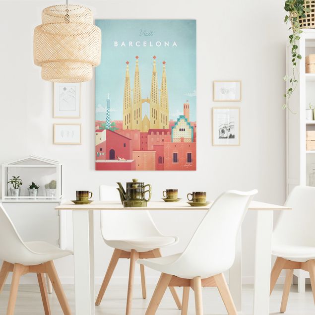 Canvastavlor Arkitektur och Skyline Travel Poster - Barcelona