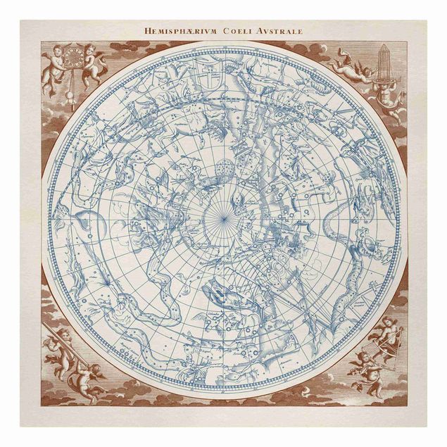Tavlor blå Vintage Star Map Southern Hemissphere