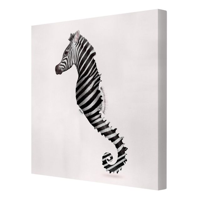 Canvastavlor zebror Seahorse With Zebra Stripes