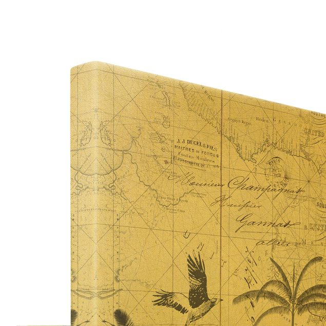 Tavlor zebror Vintage Collage - Exotic Map