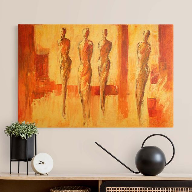 Canvastavlor abstrakt Four Figures In Orange