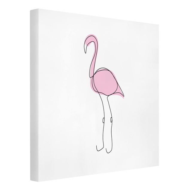 Canvastavlor djur Flamingo Line Art