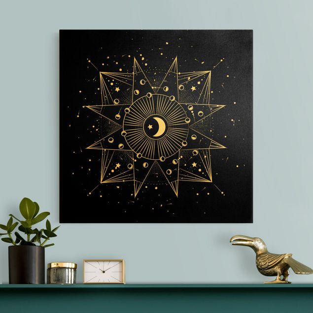 Canvastavlor andlig Astrology Moon Magic Black