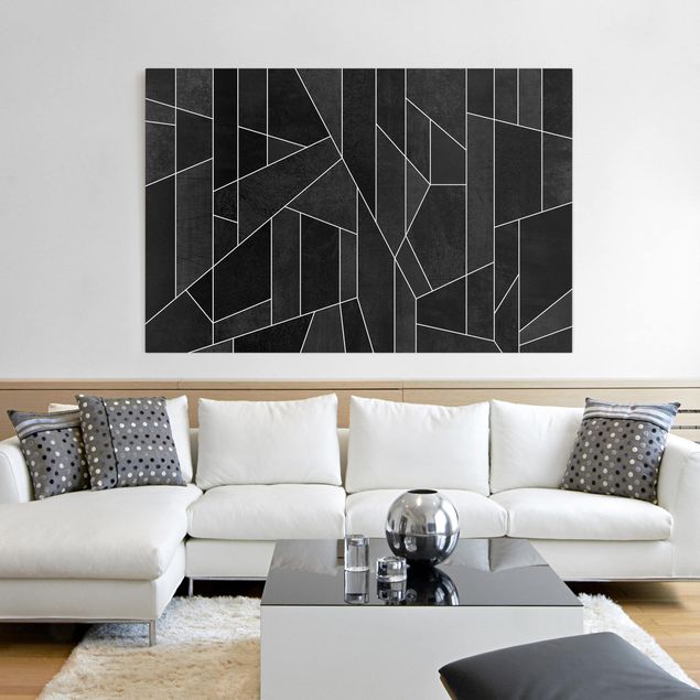 Canvastavlor svart och vitt Black And White Geometric Watercolour
