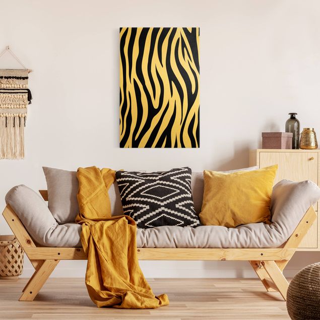 Leinwandbilder Gold Canvas Zebra Print