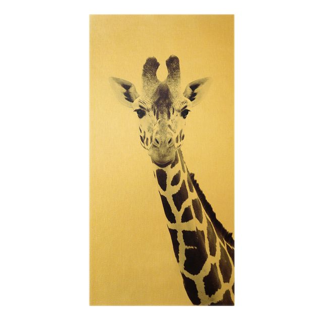 Leinwandbilder Gold Canvas Giraffe Portrait In Black And White