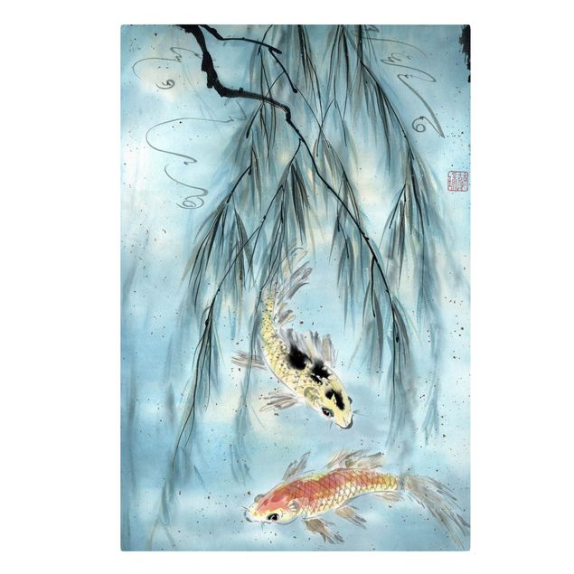 Canvastavlor djur Japanese Watercolour Drawing Goldfish II