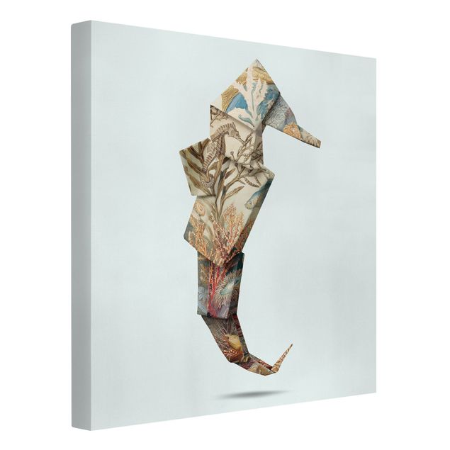 Canvastavlor konstutskrifter Origami Seahorse