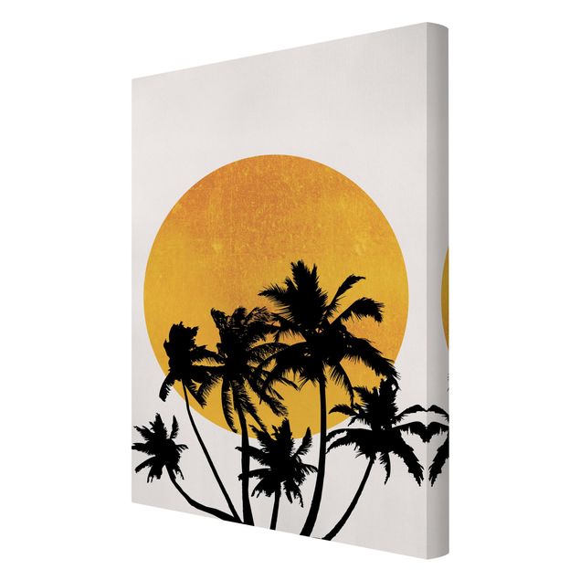 Tavlor blommor  Palm Trees In Front Of Golden Sun