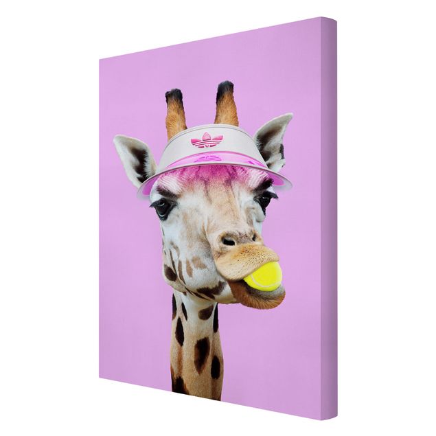 Canvastavlor konstutskrifter Giraffe Playing Tennis