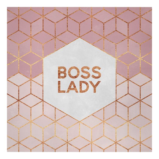 Canvastavlor ordspråk Boss Lady Hexagons Pink