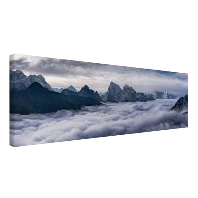Tavlor landskap Sea Of ​​Clouds In The Himalayas