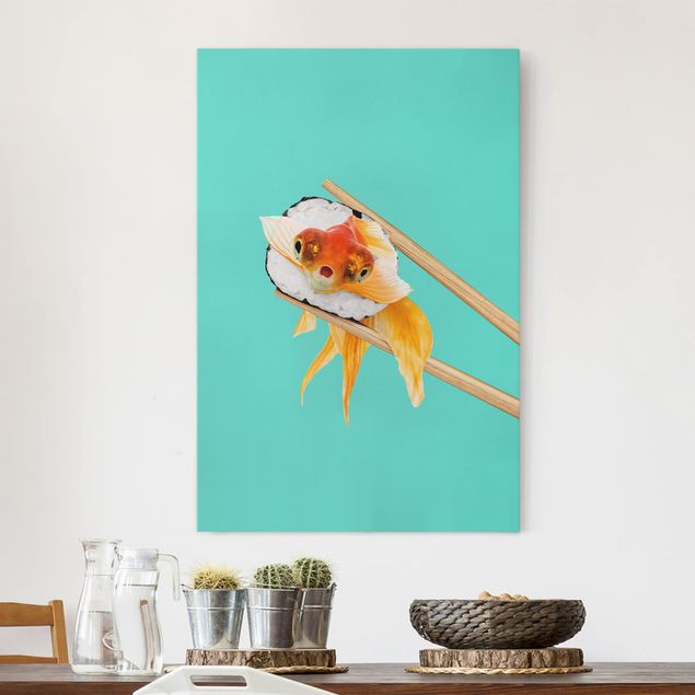 Canvastavlor fisk Sushi With Goldfish