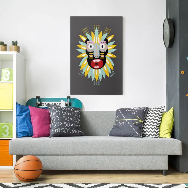Canvastavlor konstutskrifter Collage Ethnic Mask - King Kong
