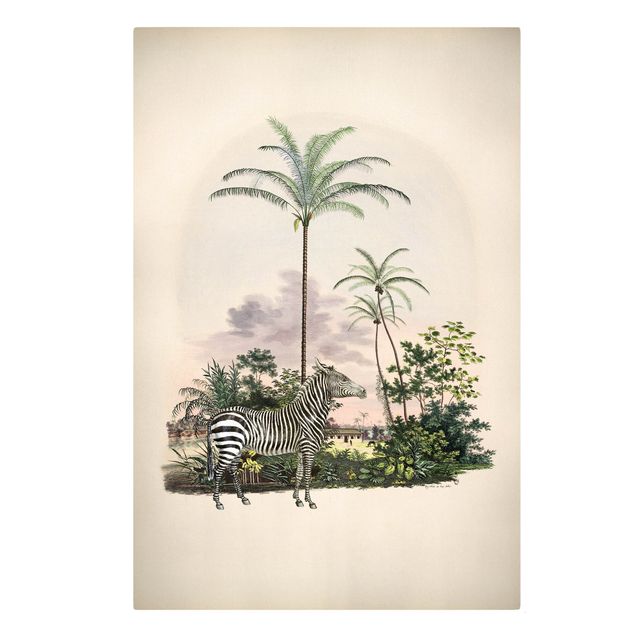 Tavlor landskap Zebra Front Of Palm Trees Illustration