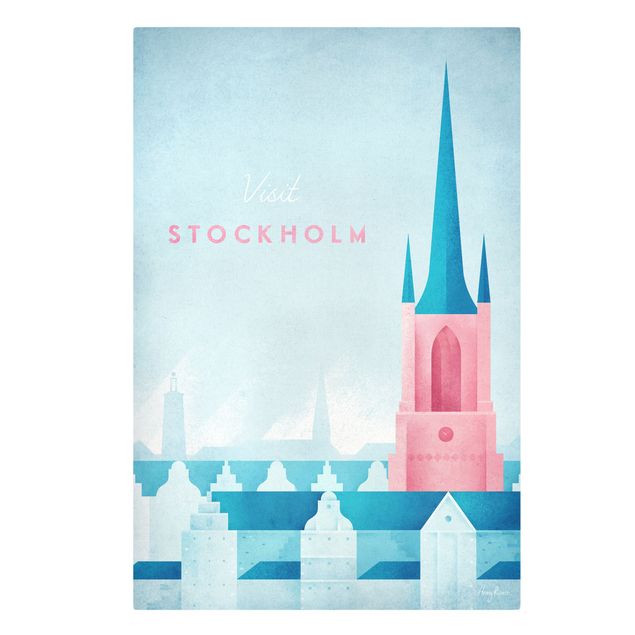 Tavlor blå Travel Poster - Stockholm