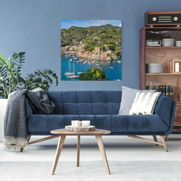 Canvastavlor Italien Portofino Harbour