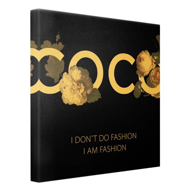 Canvastavlor COCO - I dont´t do fashion Roses Black