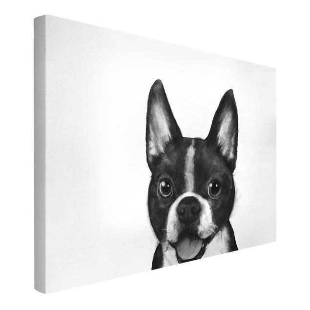 Tavlor hundar Illustration Dog Boston Black And White Painting