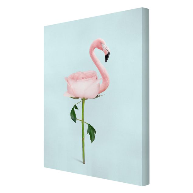 Tavlor blommor  Flamingo With Rose