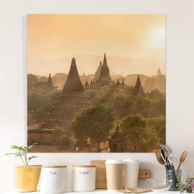 Tavlor Asien Sun Setting Over Bagan