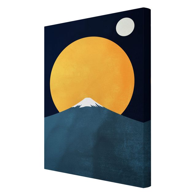 Canvastavlor konstutskrifter Sun, Moon And Mountain