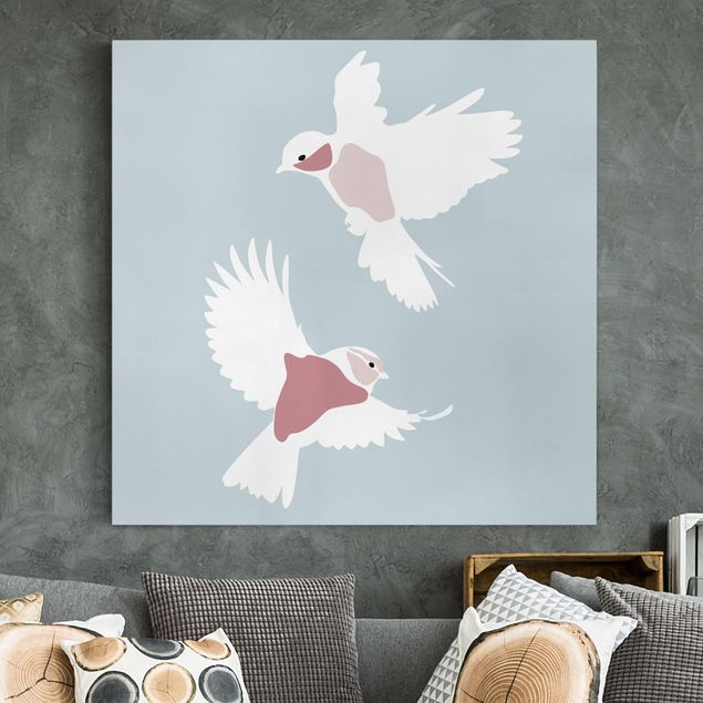 Kök dekoration Line Art Pigeons Pastel