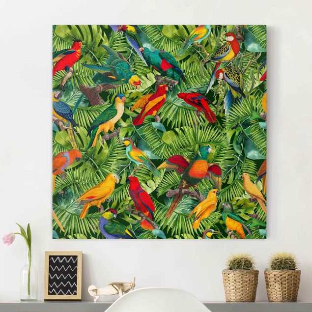 Kök dekoration Colourful Collage - Parrots In The Jungle