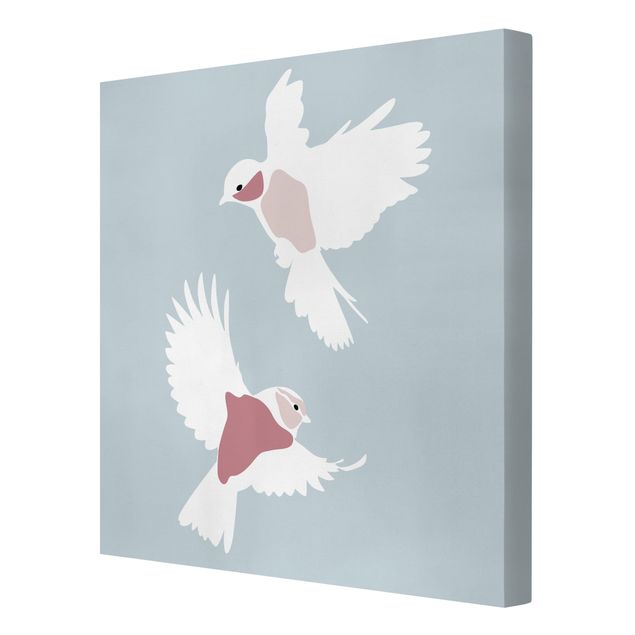 Canvastavlor djur Line Art Pigeons Pastel